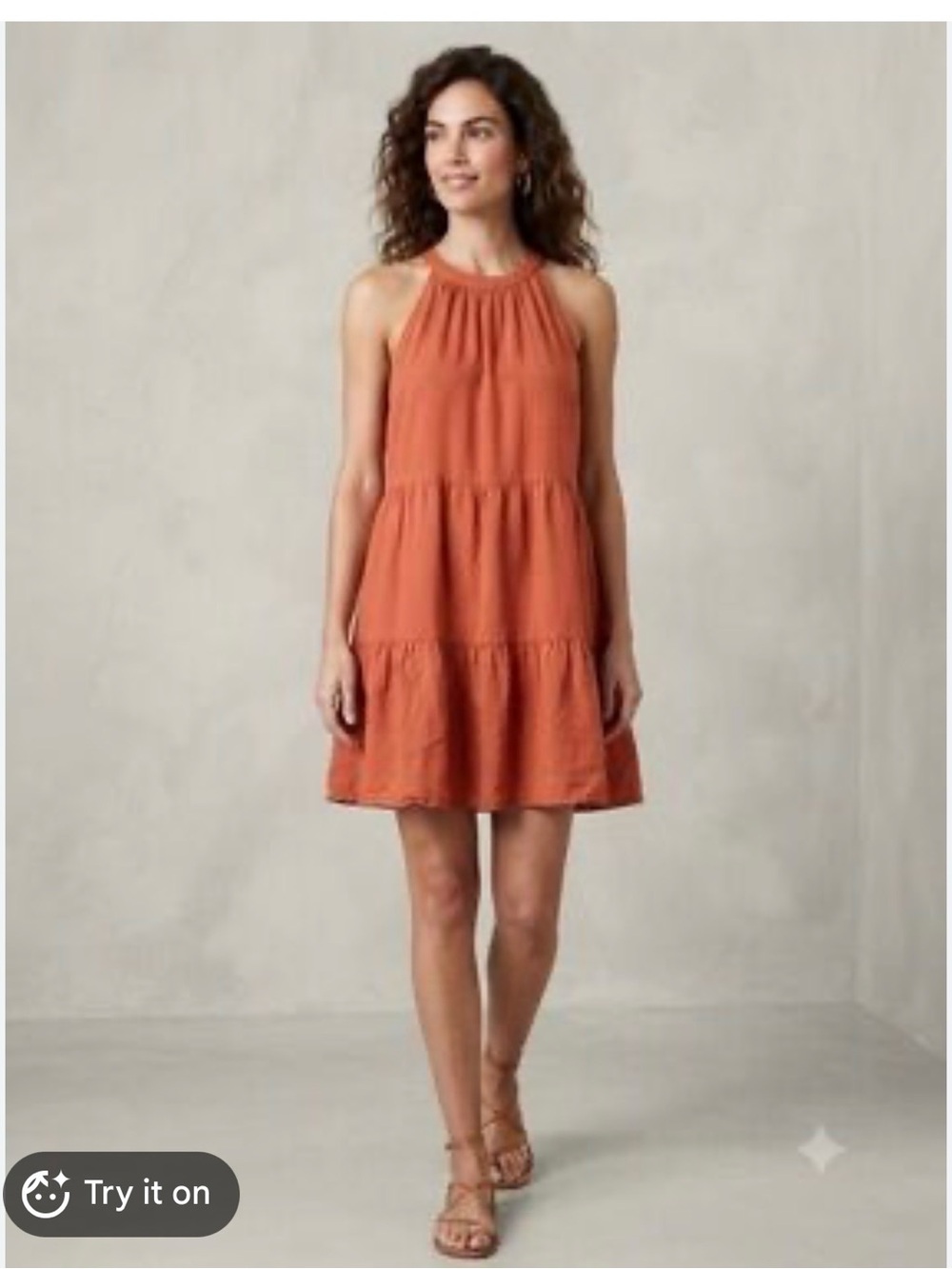 Old Navy Tiered Halter Mini Dress in Rust Orange